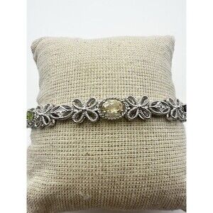 Platinum Plated Natural Amethyst Citrine Garnet Peridot Topaz Tennis Bracelet
